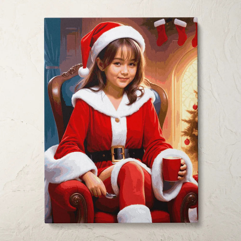 Zestaw do malowania po numerach “Świąteczna Dziewczyna Mikołajka”