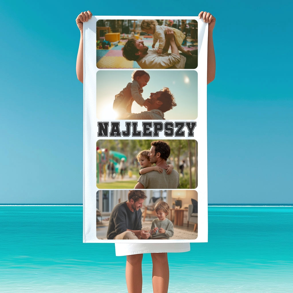 Ręcznik Personalizowany z Twoimi Zdjęciami – Najlepszy Tata w Obiektywie