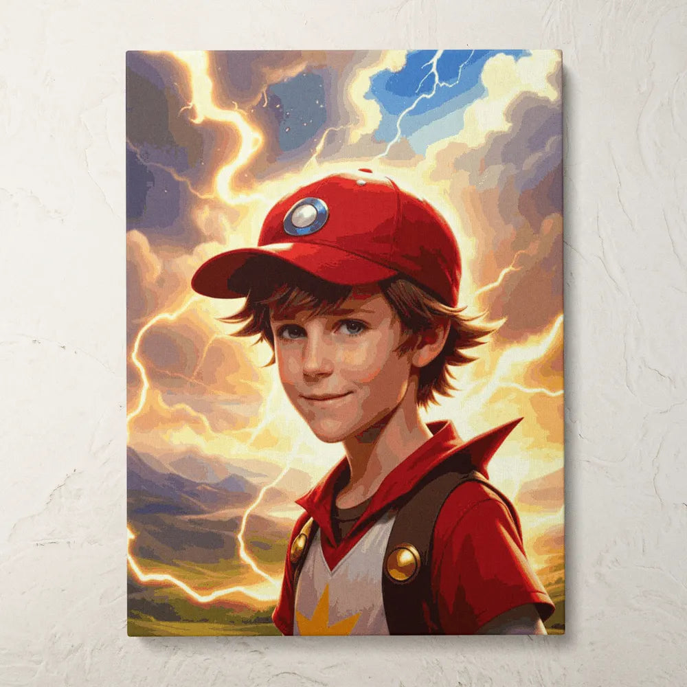 Zestaw do malowania po numerach „Przygoda chłopca z piorunami”.