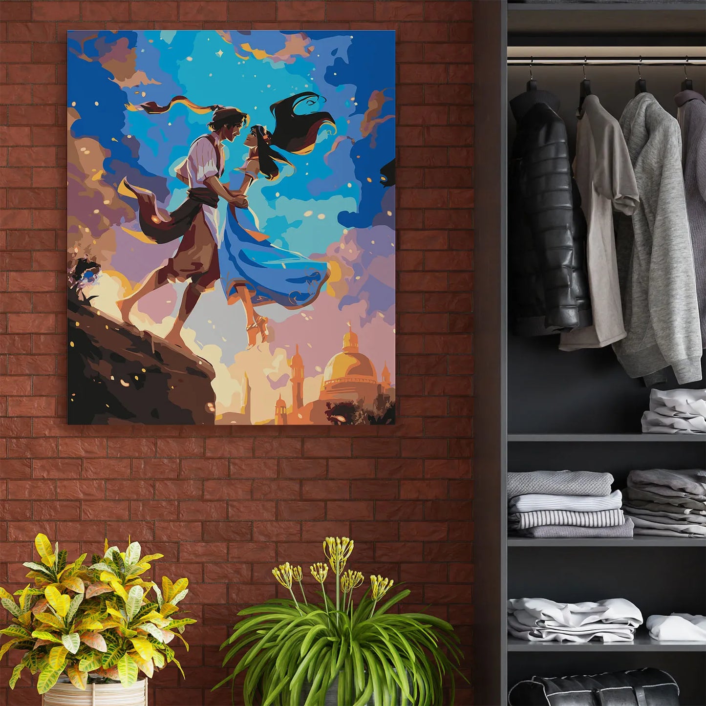 Obraz Po Numerach "Aladyn i Lampa Dżina" – Malowanie po Numerach, Zestaw Artystyczny, Prezent DIY