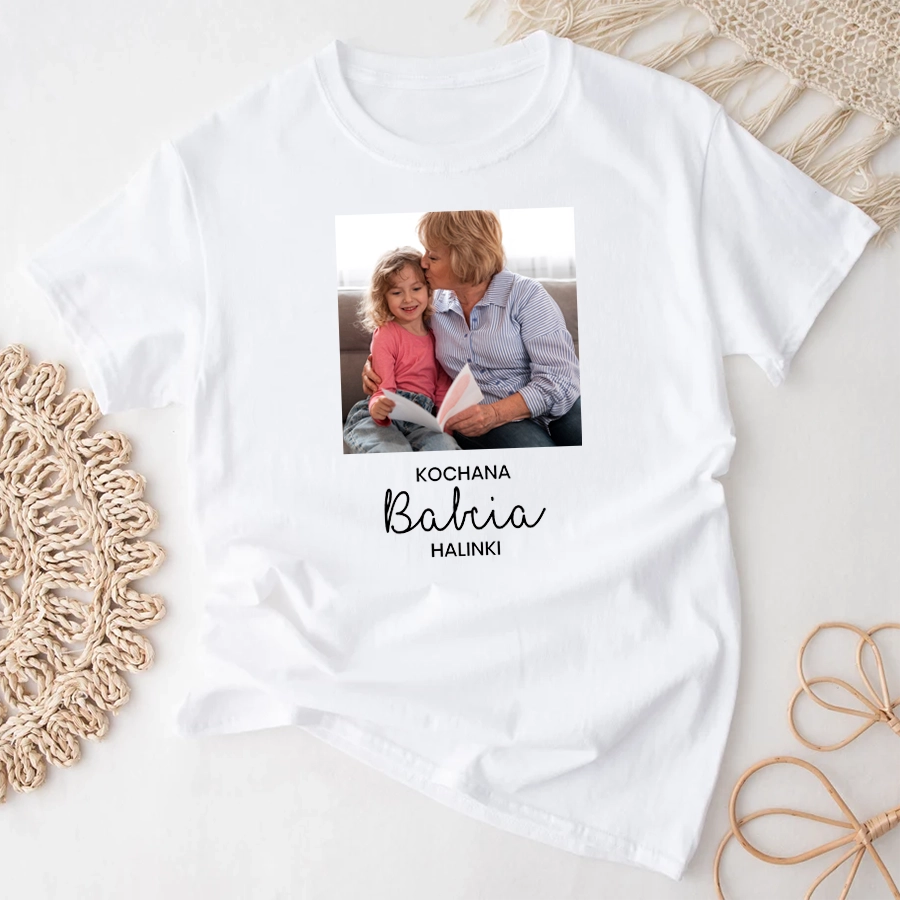 Kochana Babcia koszulka ze zdjęciem i imieniem