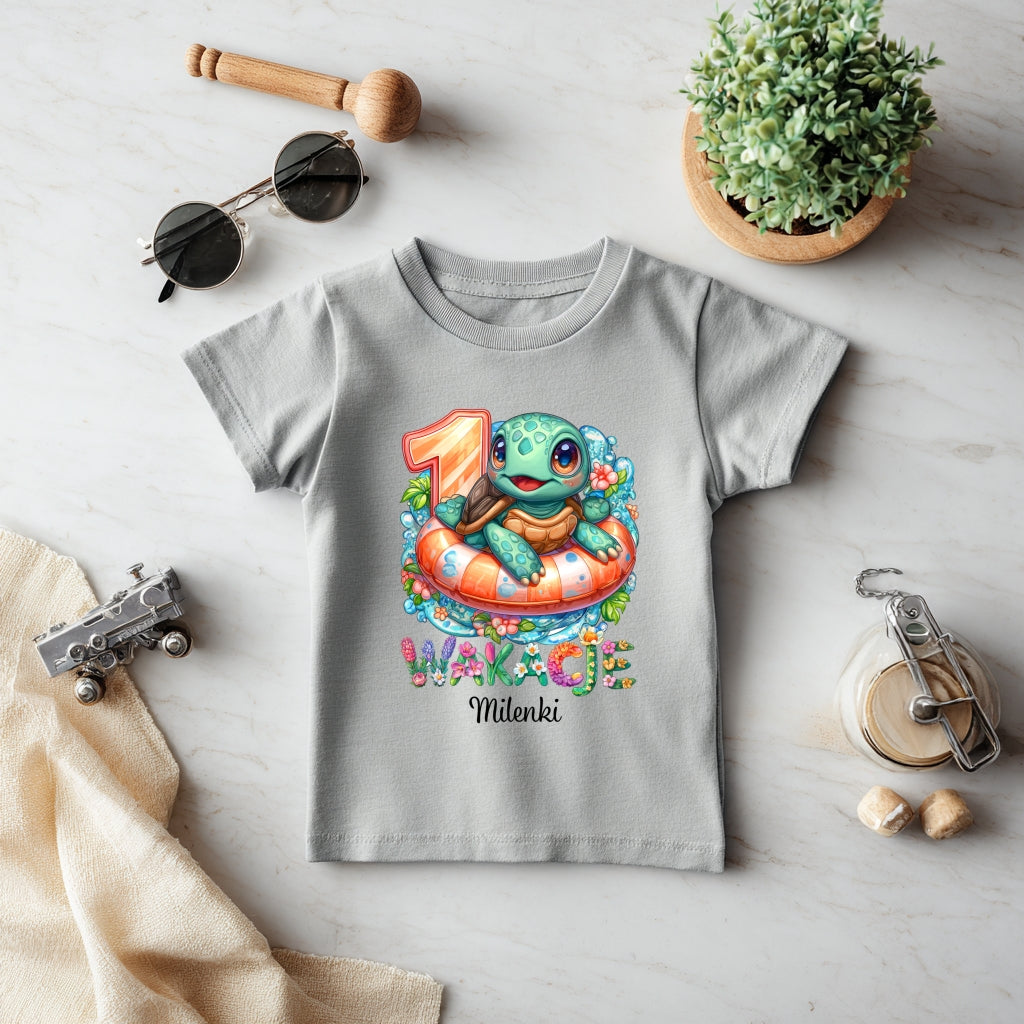 Koszulka „Wakacje” Z Żółwiem – Prezent Na 1. Urodziny
