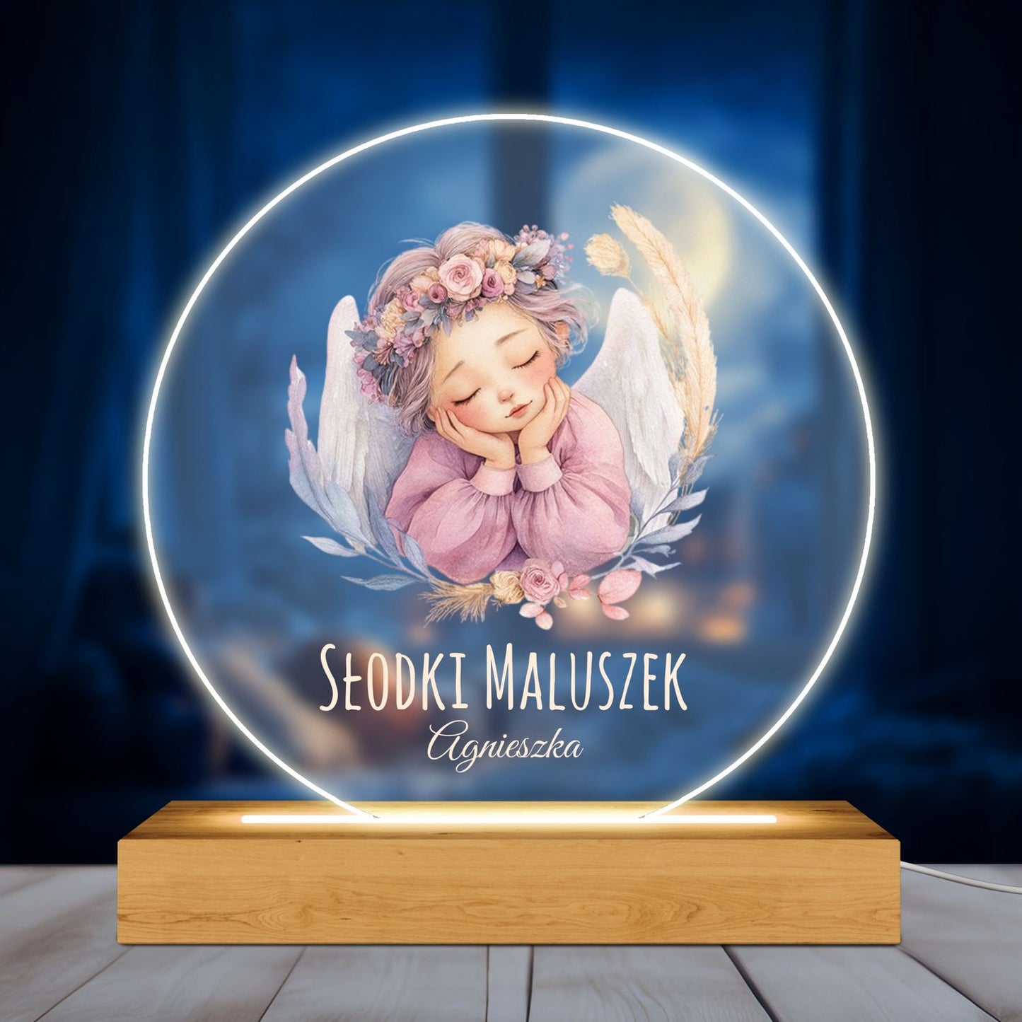 Personalizowana lampa LED – Słodki Aniołek z imieniem dziecka