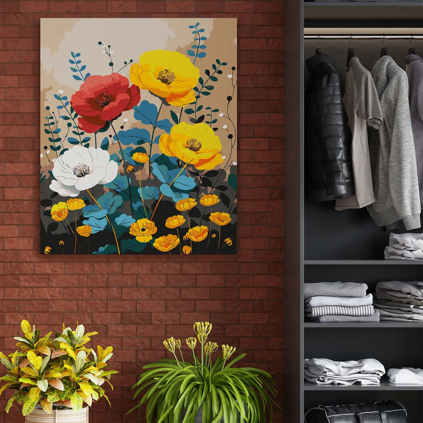 Obraz Po Numerach "Kolorowe Kwiaty" – Malowanie po Numerach, Zestaw Artystyczny dla Miłośników Natury