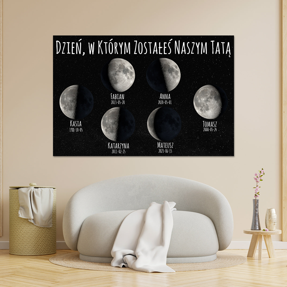 Personalizowany Plakat Fazy Księżyca – Dzień, w Którym Zostałeś Naszym Tatą