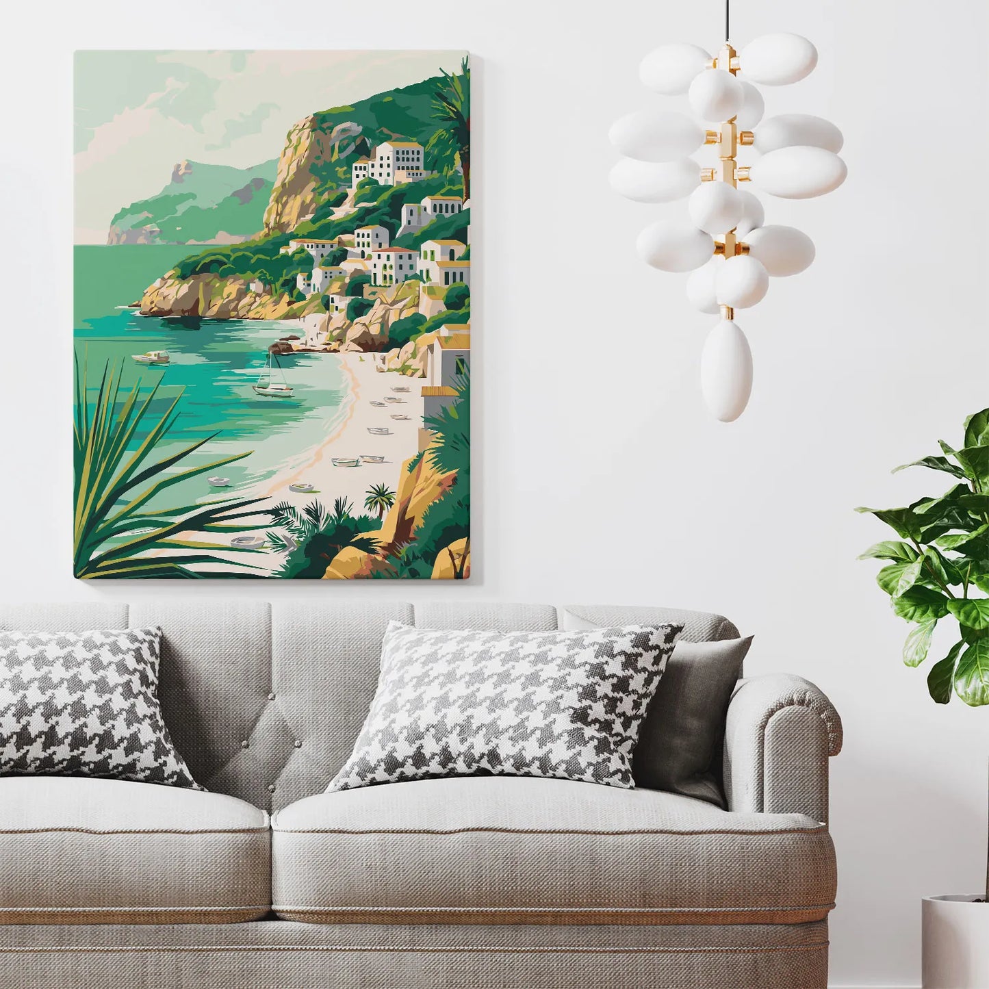 Obraz Po Numerach "Malownicza Ibiza" – Malowanie po Numerach, Śródziemnomorski Krajobraz i Relaks