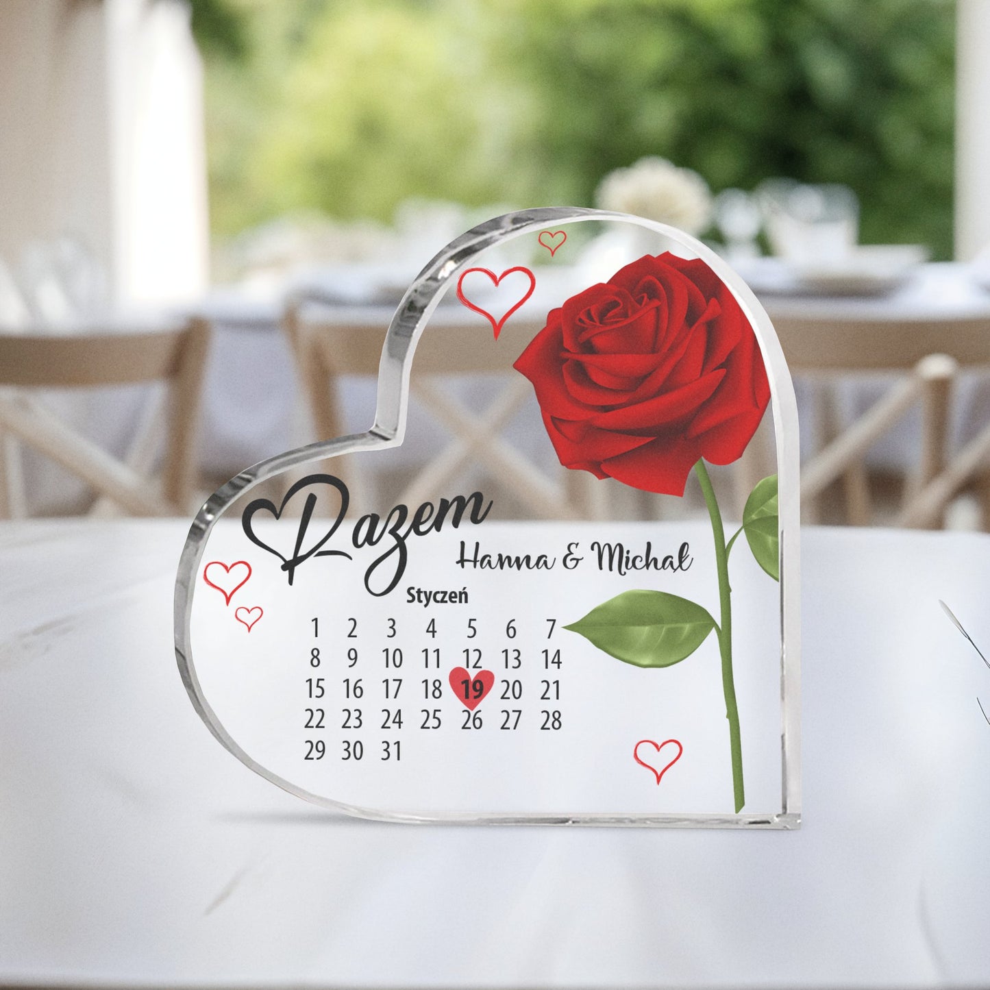 Personalizowana akrylowa dekoracja z kalendarzem