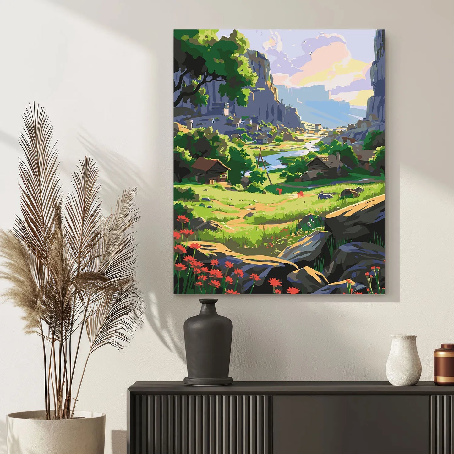 Obraz Po Numerach "Dolina Spokoju" – Malowanie po Numerach, Sielankowy Krajobraz i Natura