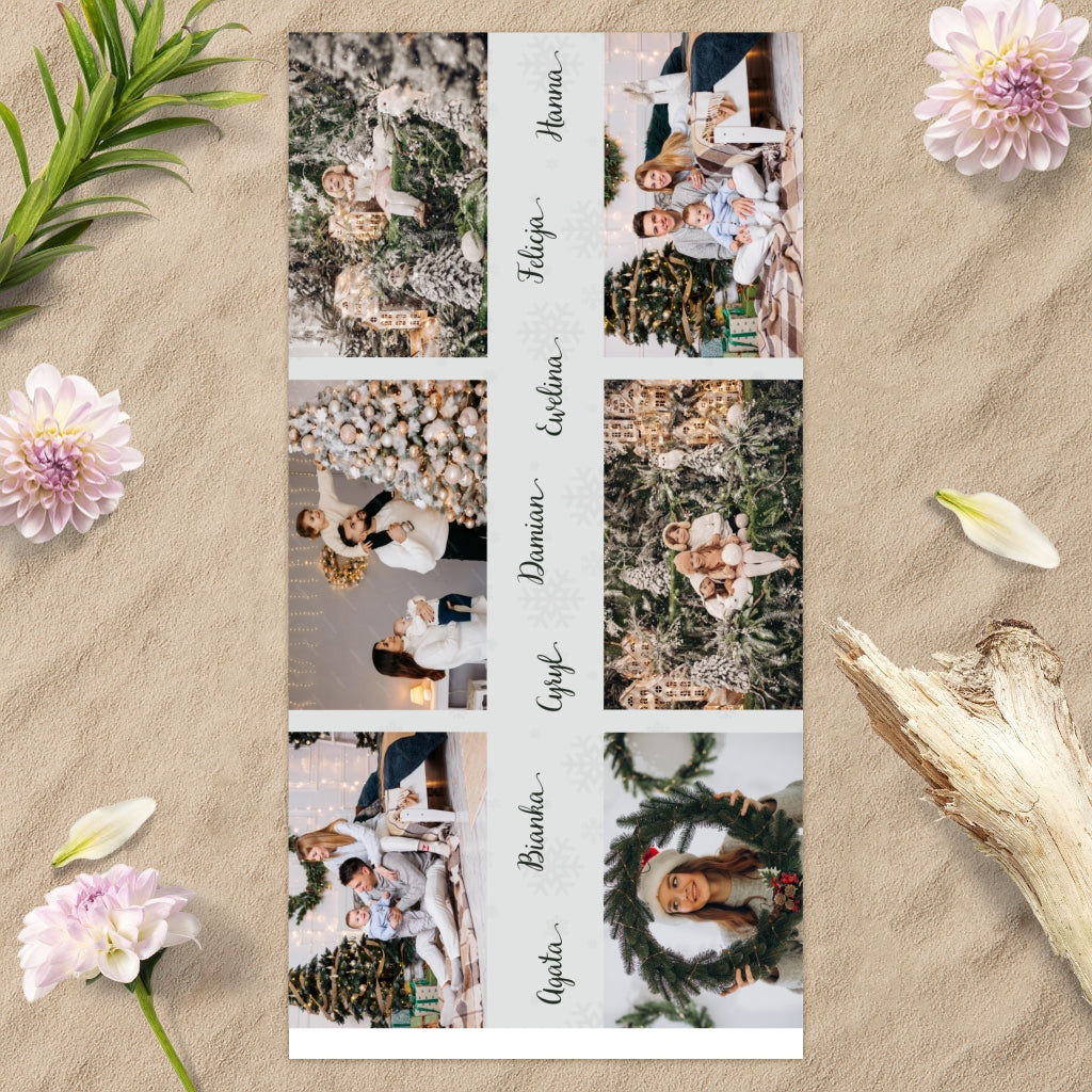 Personalizowany Ręcznik Świąteczny ze Zdjęciami i Imionami – Wyjątkowy Prezent Pod Choinkę 🎄