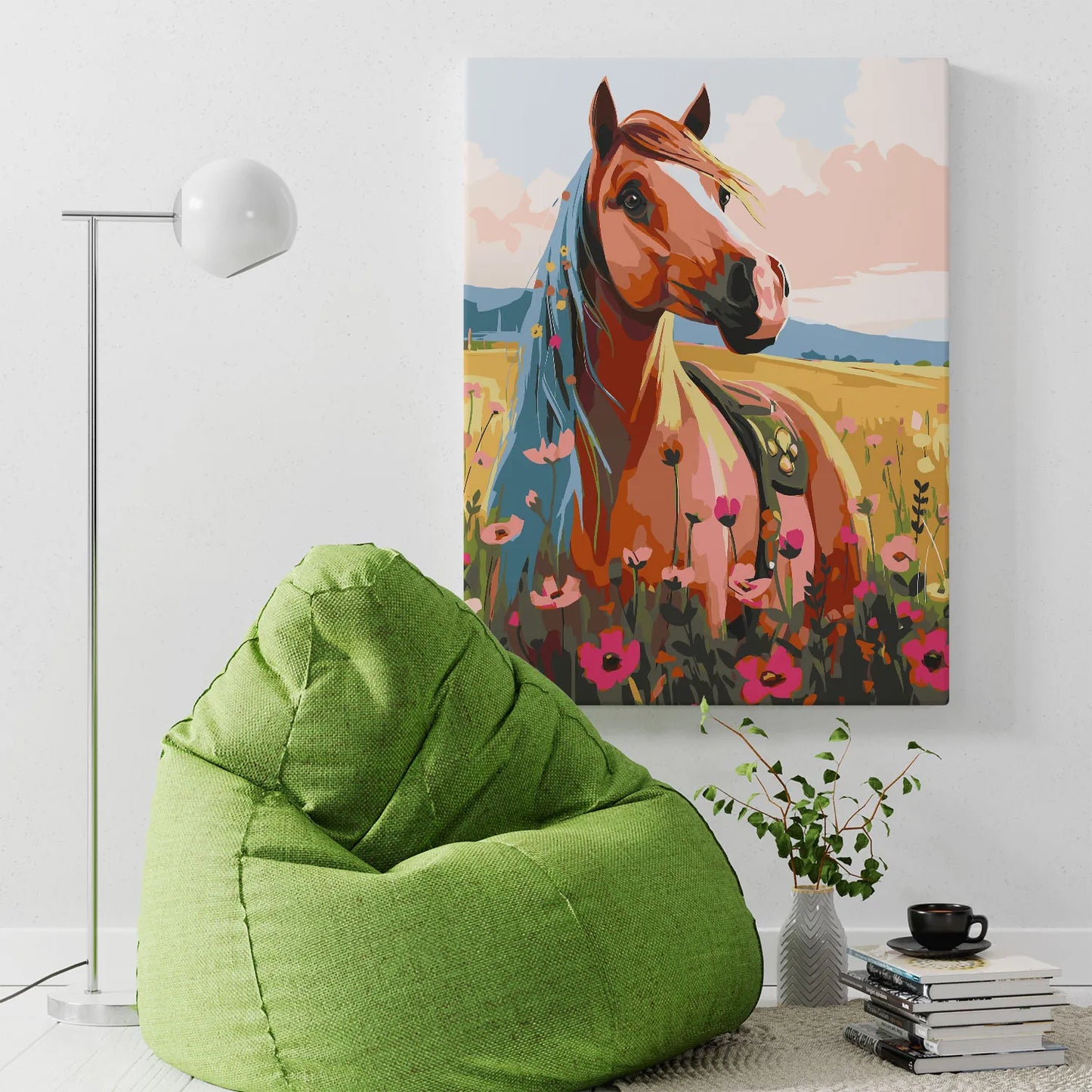 Obraz Po Numerach "Koń na Letniej Łące" – Malowanie po Numerach, Natura i Harmonia