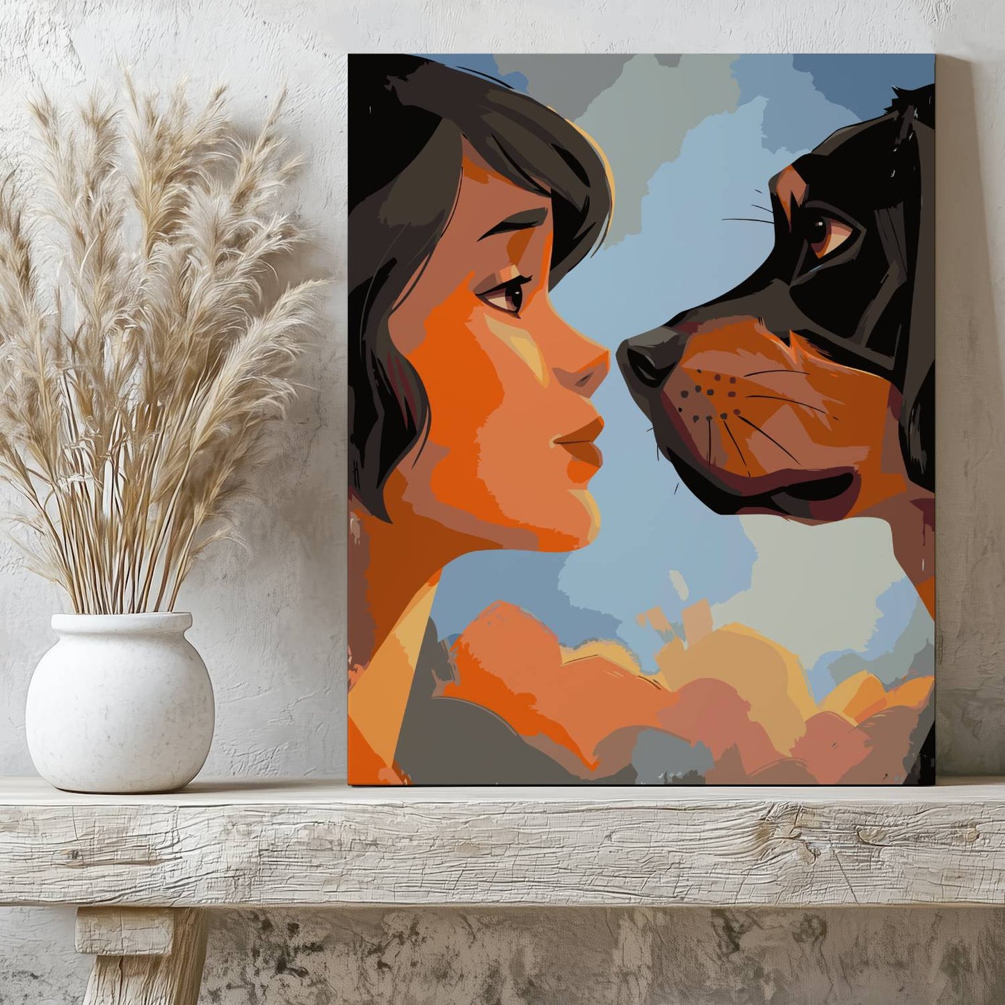 Obraz Po Numerach "Przyjaźń bez Słów" – Malowanie po Numerach, Człowiek i Pies, Emocje i Więź