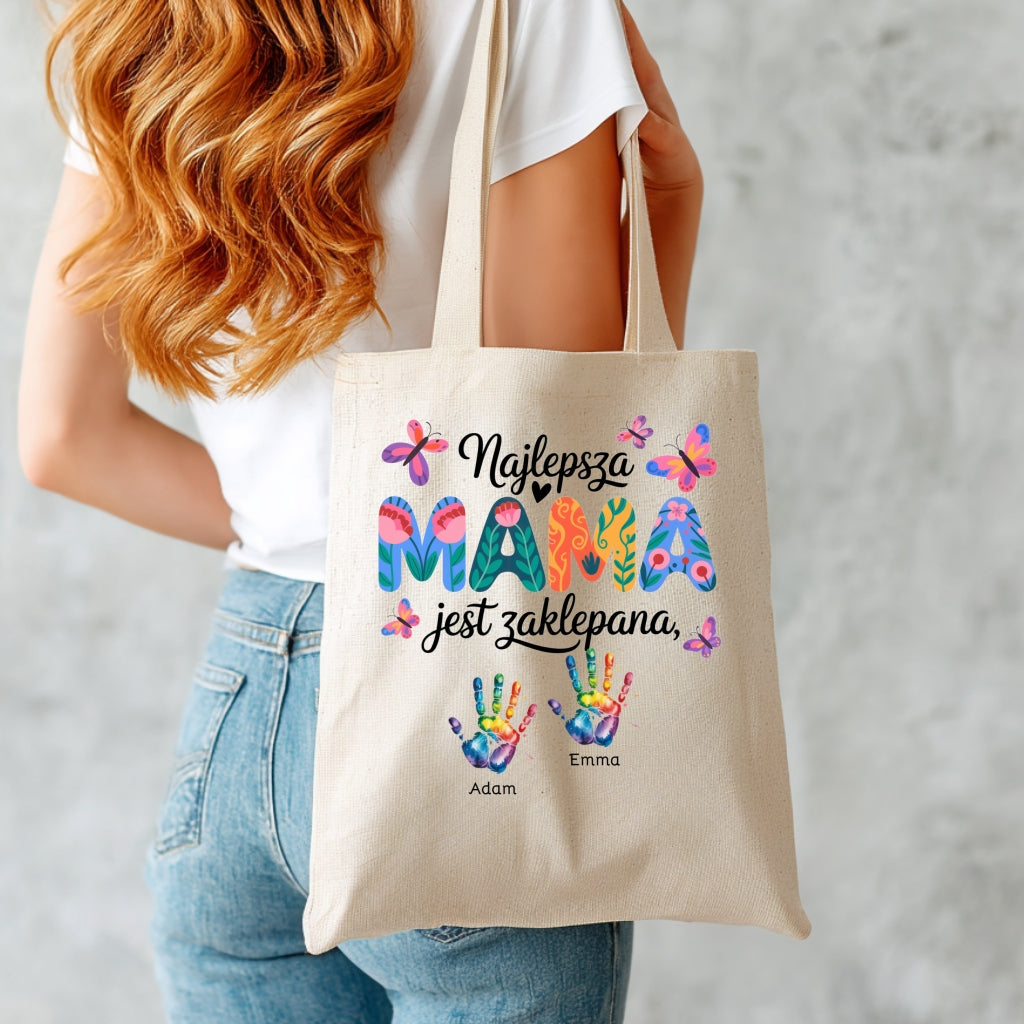 Torba: Najlepsza Mama Jest Zaklepana – Prezent z Imionami Dzieci