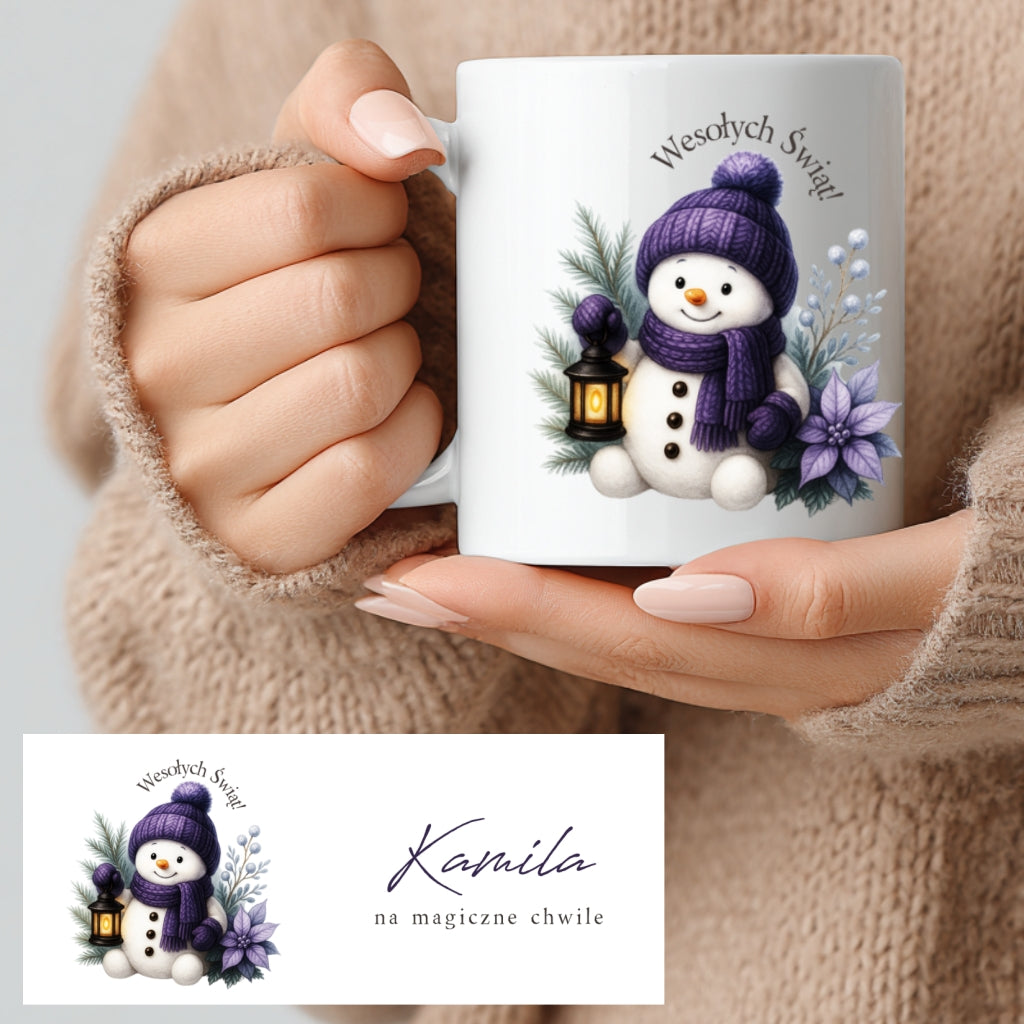 Personalizowany Kubek Świąteczny ze Śnieżnym Bałwankiem i Imieniem – Magiczny Prezent na Boże Narodzenie