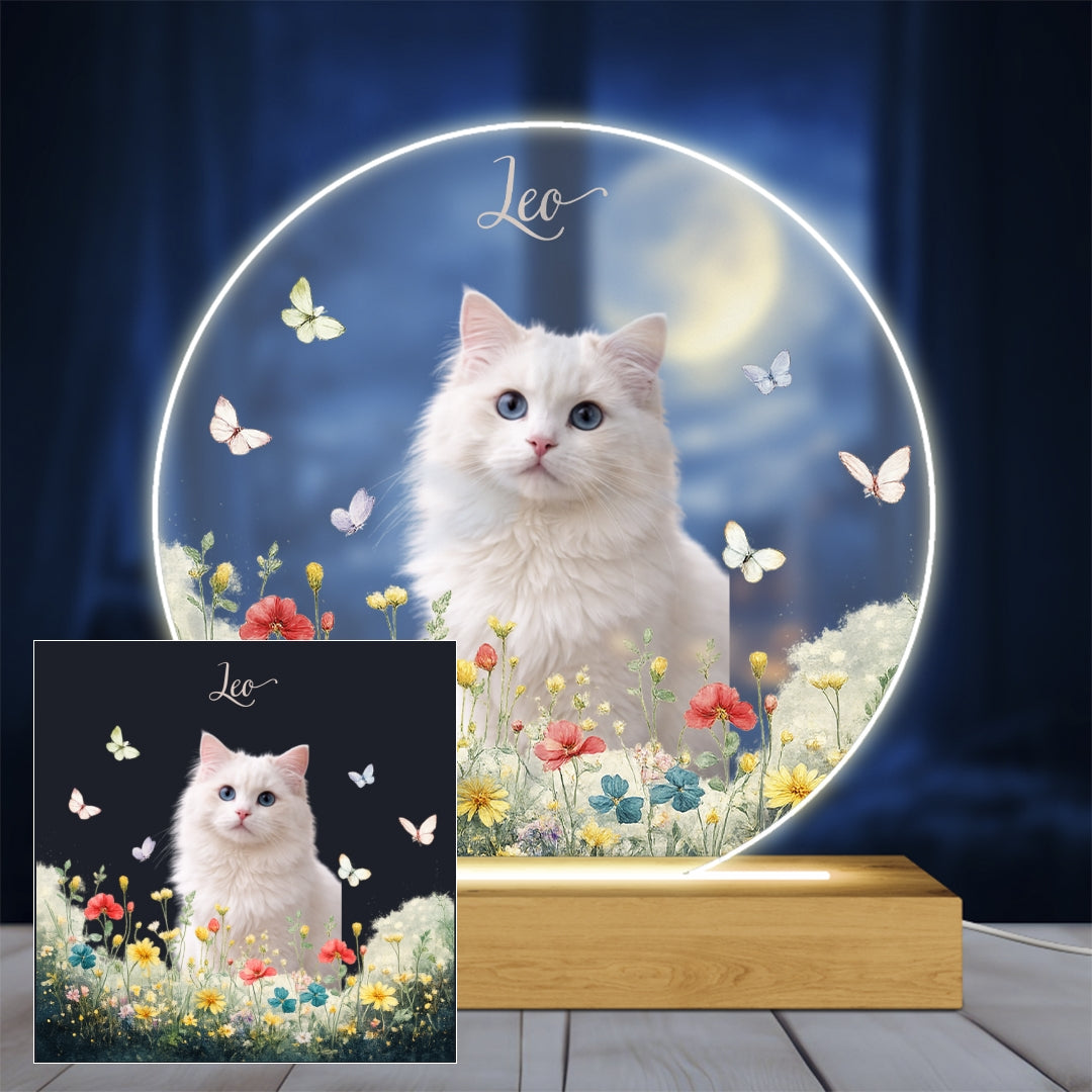 Personalizowana lampka LED z kotem – Światowy Dzień Kota