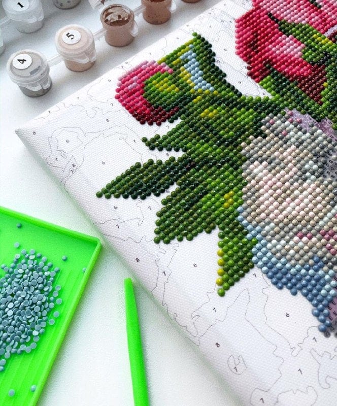 Mozaika+malowanie - Delikatne Piwonie