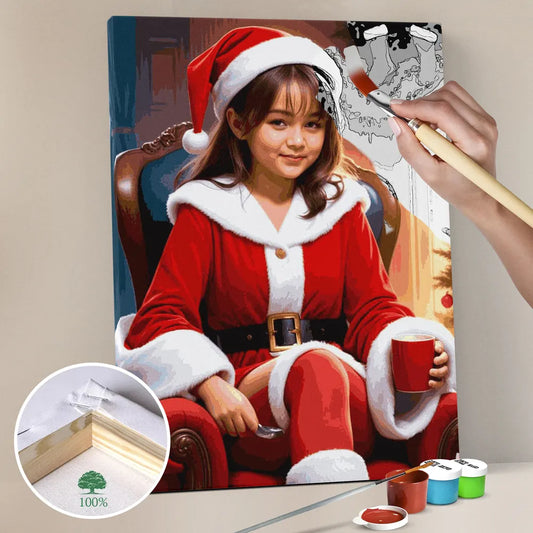 Zestaw do malowania po numerach “Świąteczna Dziewczyna Mikołajka”