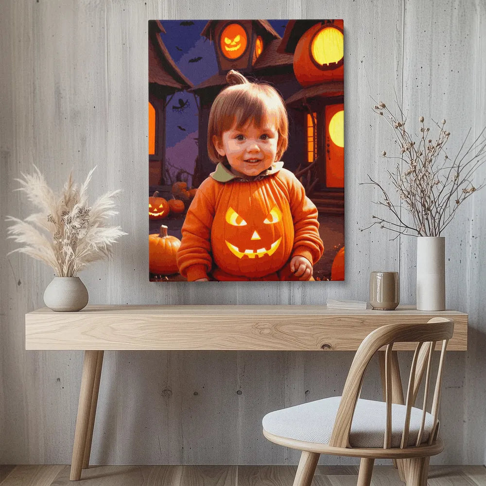 Zestaw do malowania po numerach "Dziecko w stroju dyni na Halloween"