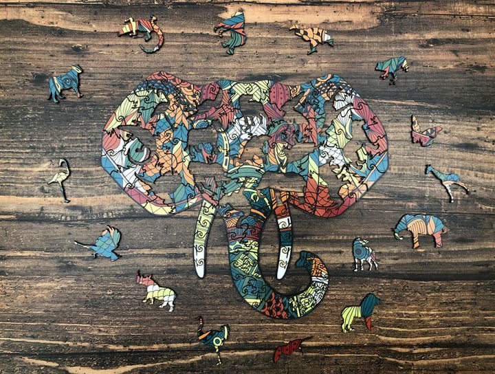 Puzzle Drewniane "Złoty Słoń"