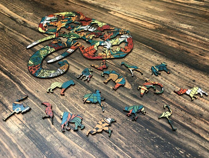 Puzzle Drewniane "Złoty Słoń"