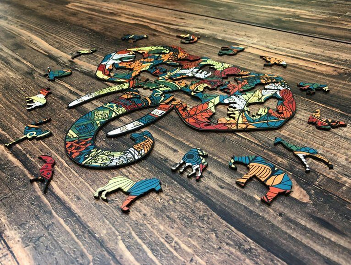 Puzzle Drewniane "Złoty Słoń"