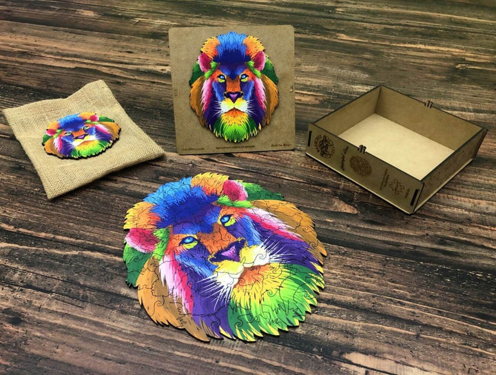 Puzzle Drewniane "Kolorowy Lew"