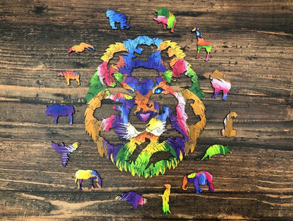 Puzzle Drewniane "Kolorowy Lew"