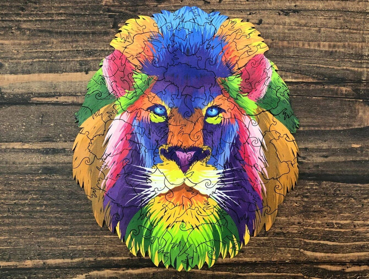 Puzzle Drewniane "Kolorowy Lew"