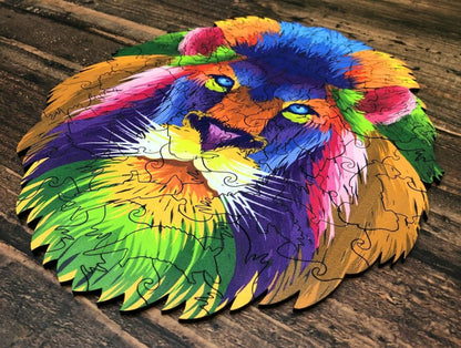 Puzzle Drewniane "Kolorowy Lew"