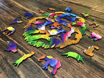 Puzzle Drewniane "Kolorowy Lew"