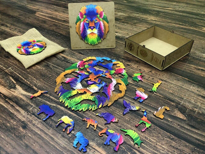 Puzzle Drewniane "Kolorowy Lew"