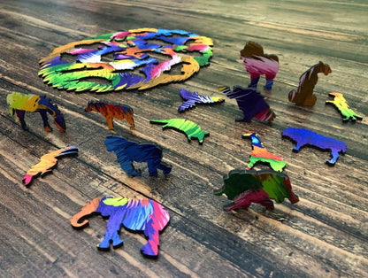 Puzzle Drewniane "Kolorowy Lew"