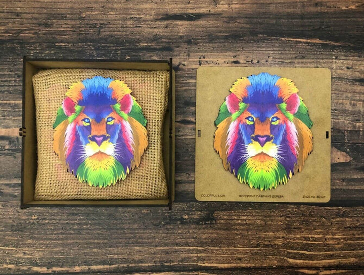Puzzle Drewniane "Kolorowy Lew"
