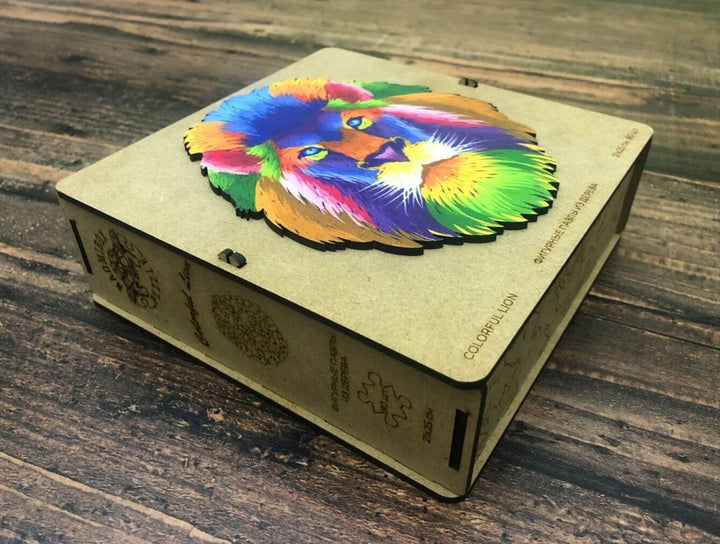 Puzzle Drewniane "Kolorowy Lew"