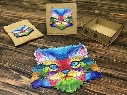 Puzzle Drewniane "Kolorowy Kotek"