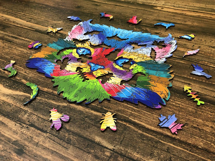 Puzzle Drewniane "Kolorowy Kotek"