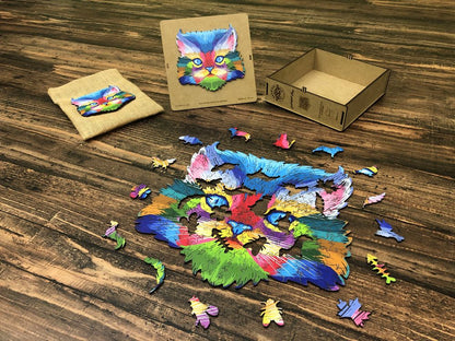 Puzzle Drewniane "Kolorowy Kotek"