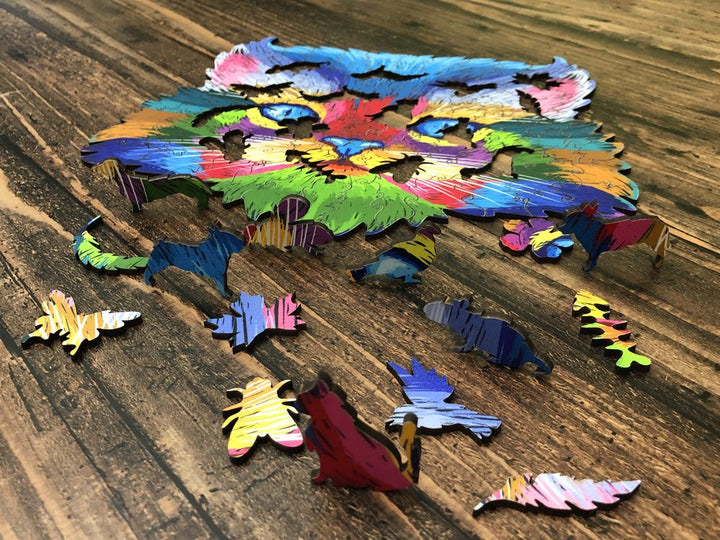 Puzzle Drewniane "Kolorowy Kotek"