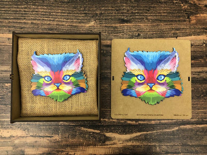 Puzzle Drewniane "Kolorowy Kotek"