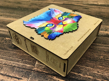 Puzzle Drewniane "Kolorowy Kotek"