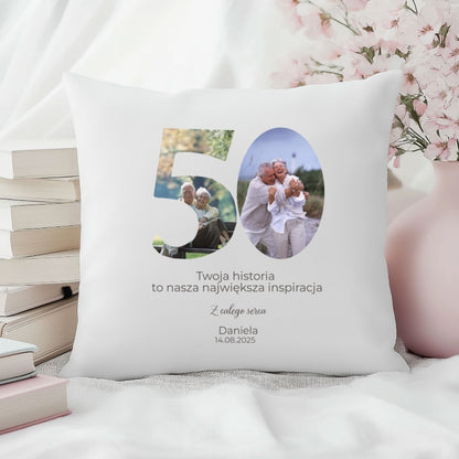 Poszewka personalizowana 50×50 – Prezent na 50 Rocznicę Ślubu