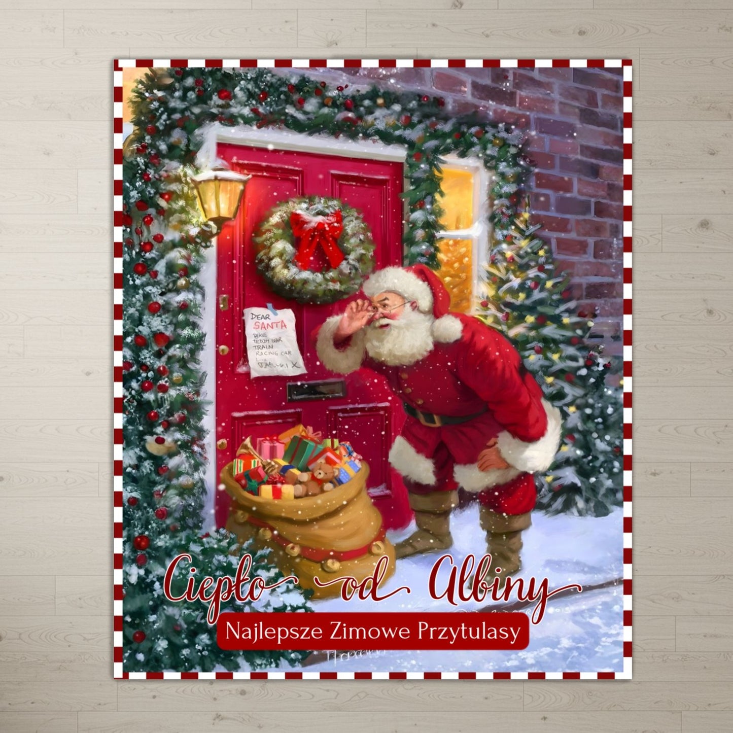 Personalizowany Koc Świąteczny z Mikołajem - Najlepsze Zimowe Przytulasy, Prezent na Święta, Boże Narodzenie, Rodzinny Koc