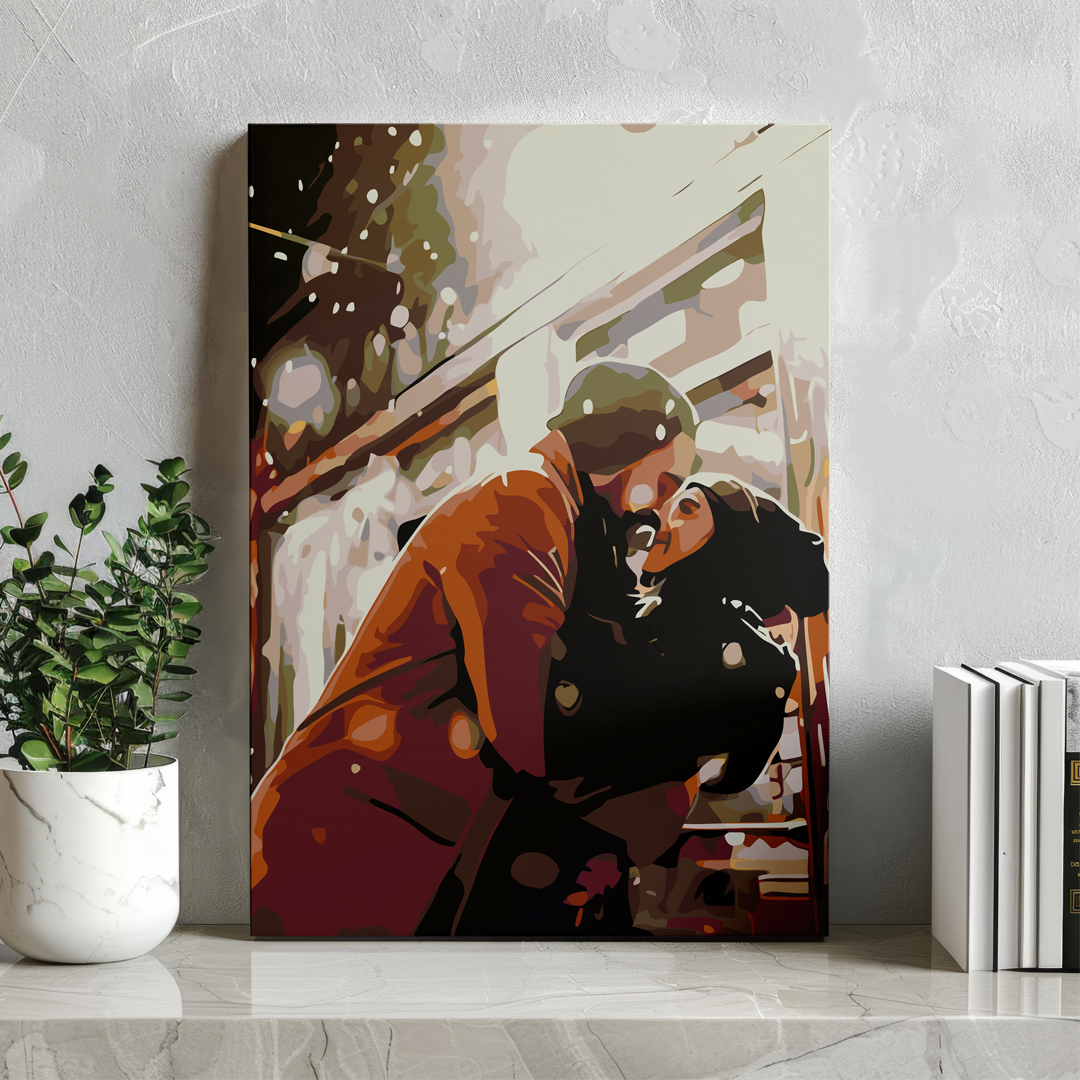 Romantyczny Obraz Do Malowania - Zimowy Pocałunek