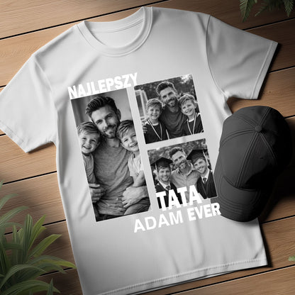 Koszulka Najlepszy Tata Ever ze zdjęciami – prezent dla taty od dzieci