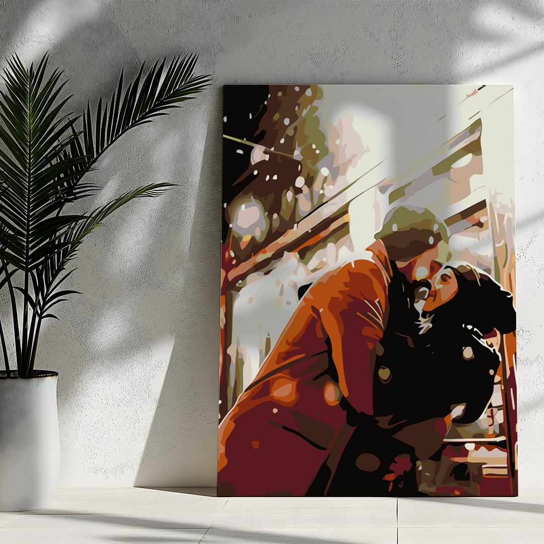 Romantyczny Obraz Do Malowania - Zimowy Pocałunek