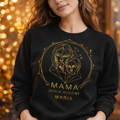 Personalizowana koszulka „Mama – Serce Rodziny” z imieniem – prezent na Dzień Matki – bluza dla mamy