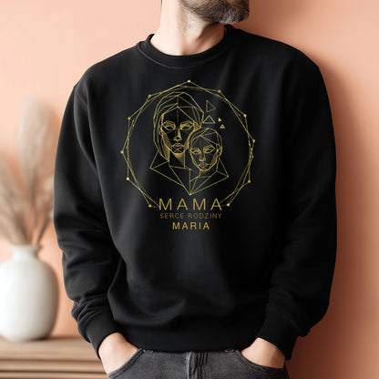 Personalizowana koszulka „Mama – Serce Rodziny” z imieniem – prezent na Dzień Matki – bluza dla mamy