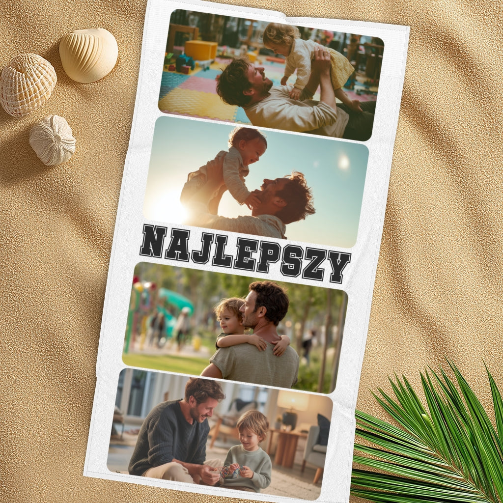Ręcznik Personalizowany z Twoimi Zdjęciami – Najlepszy Tata w Obiektywie