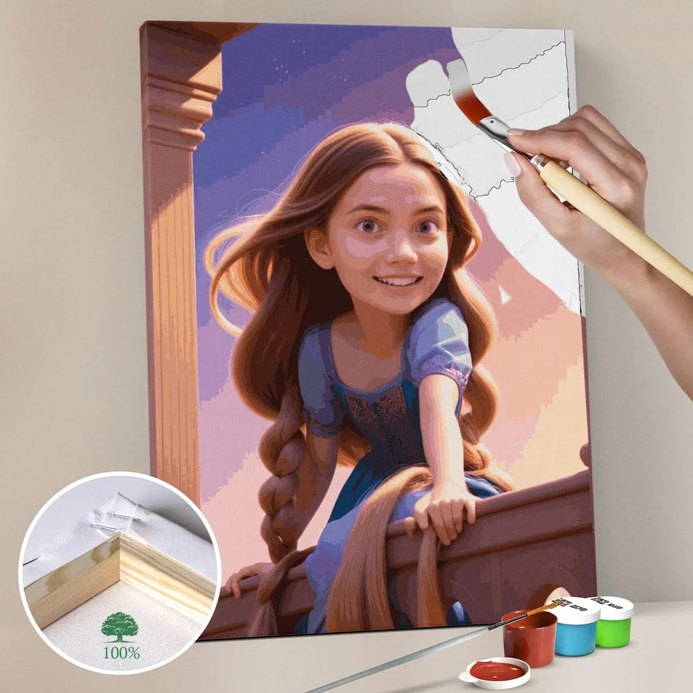 Zestaw do malowania po numerach „Przygoda księżniczki”.