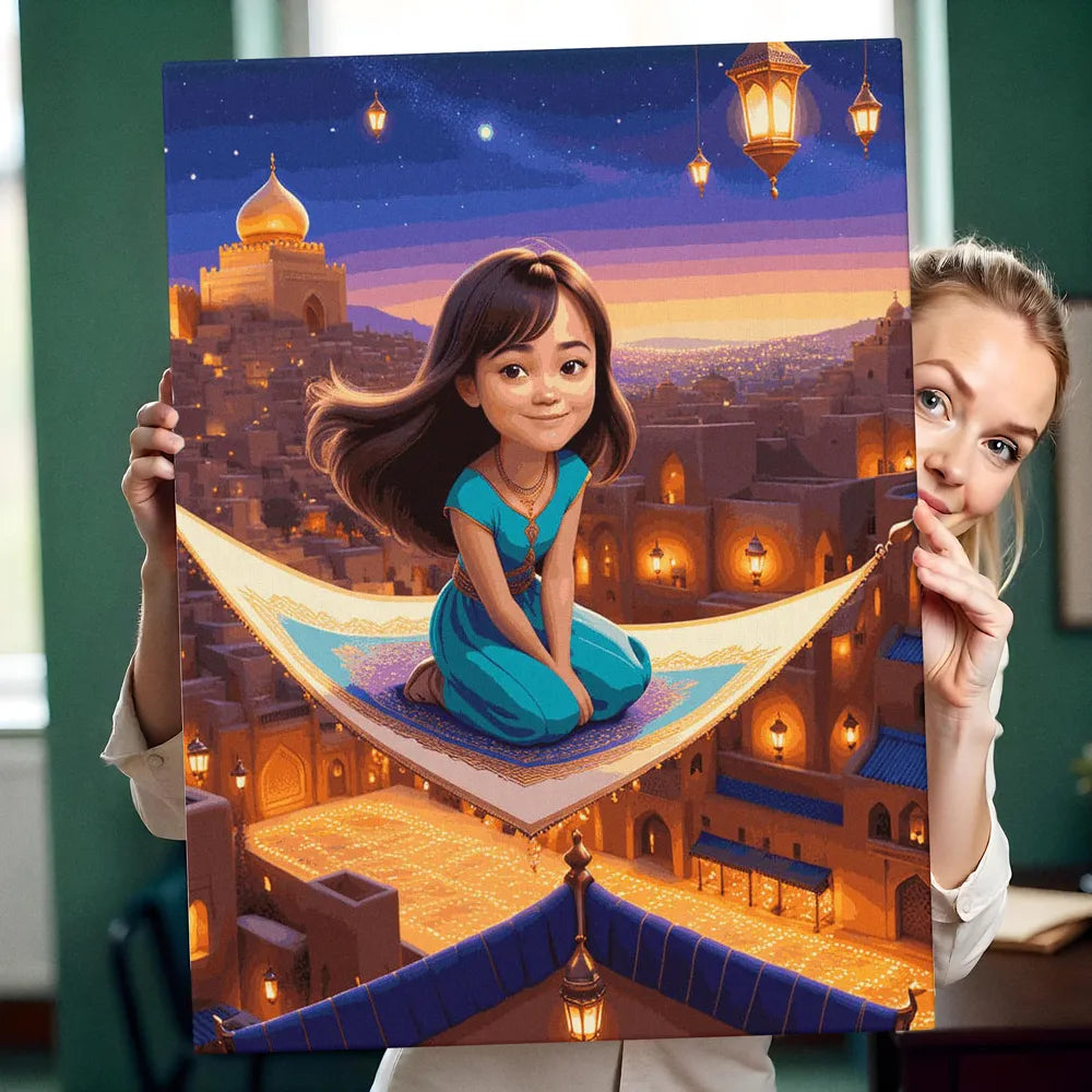 Zestaw do malowania po numerach „Magiczna przygoda na dywanie”.