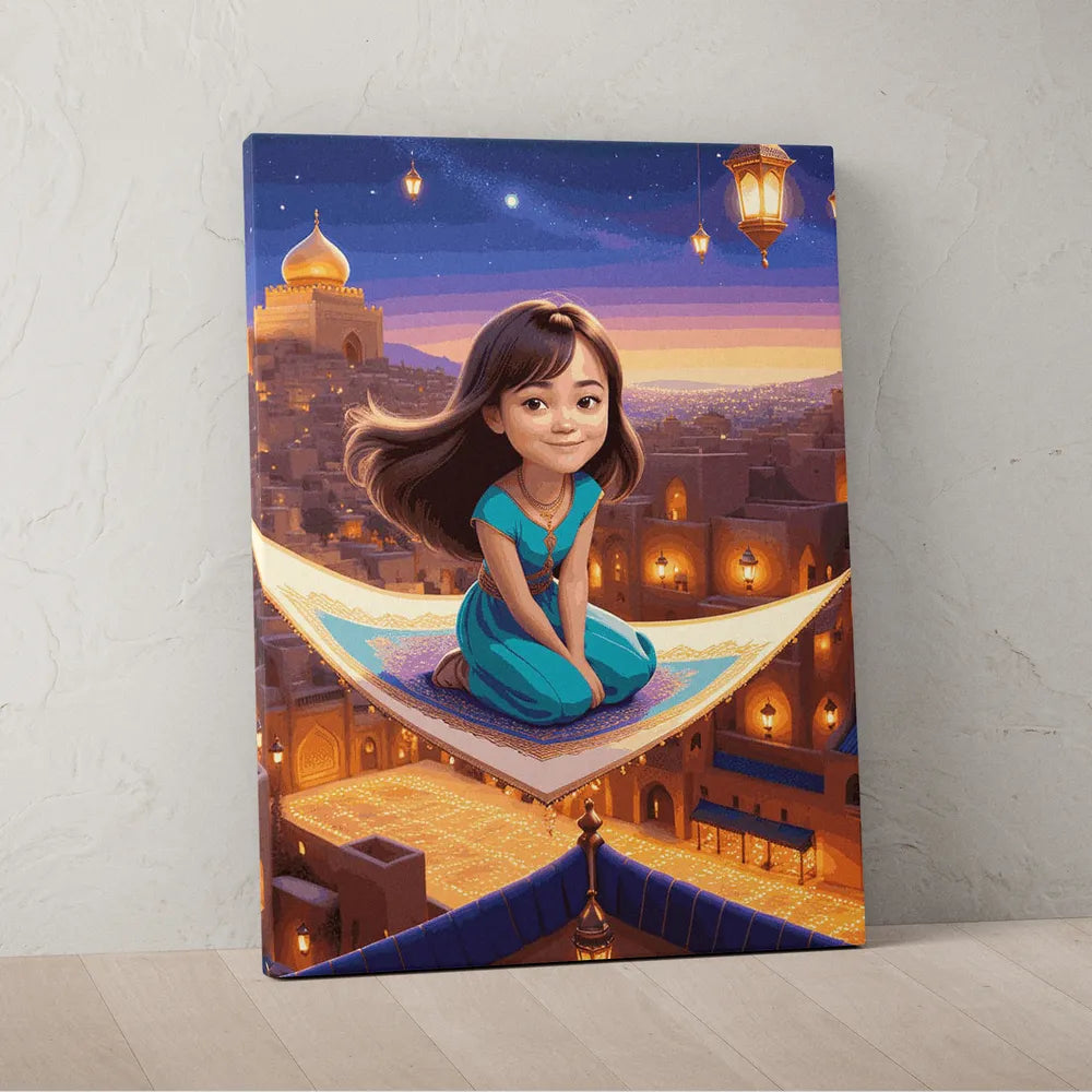 Zestaw do malowania po numerach „Magiczna przygoda na dywanie”.